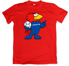 Remera retro mundial futbol francia 98 mascota footix roja