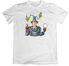 Remera dibujos animados retro inspector gadget blanca