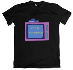 Remera los simpson apertura television con mensaje created by matt groening negra