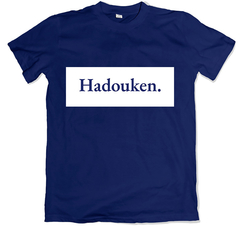 Remera frase street fighter ryu ken hadouken azul marino