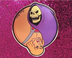 Calco en vinilo metalizado dibujos animados retro masters of the universe he-man skeletor ying yang