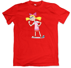 Remera dibujos animados retro nickelodeon hey arnold helga roja