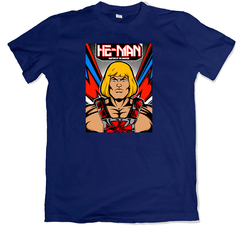 Remera dibujos animados clásicos he-man and the masters of the universe he man poster azul marino