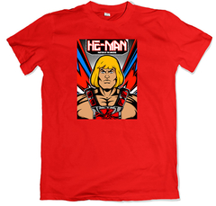 Remera dibujos animados clásicos he-man and the masters of the universe he man poster roja