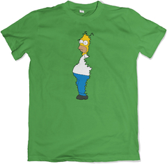 Remera los simpson homero escondiéndose en los arbustos verde