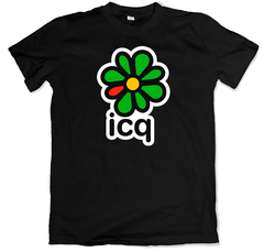 Remera retro mensajería ICQ negra