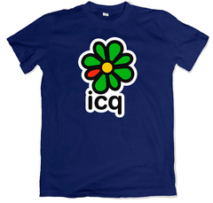 Remera retro mensajería ICQ azul marino