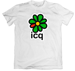Remera retro mensajería ICQ blanca
