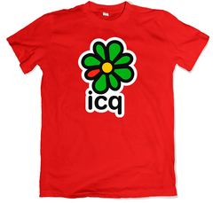 Remera retro mensajería ICQ roja