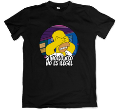 Remera los simpson homero si no lo veo no es ilegal negra