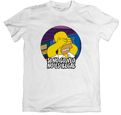 Remera los simpson homero si no lo veo no es ilegal blanca