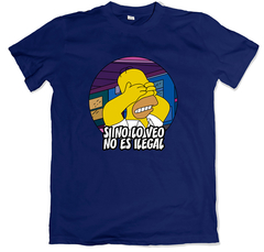 Remera los simpson homero si no lo veo no es ilegal azul marino