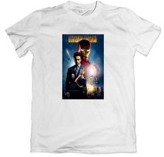 Remera cine poster marvel iron man blanca