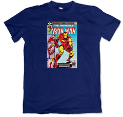 Remera cómics portadas clásicas iron man número 1 azul marino