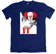 Remera cine poster it pennywise the clone azul marino