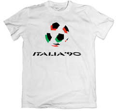 Remera retro mundial futbol italia 90 logo blanca