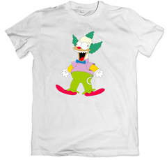 Remera los simpson la casita del horror muñeco krusty maldito blanca