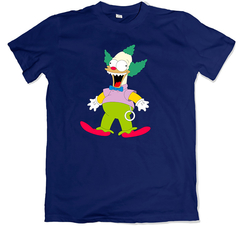 Remera los simpson la casita del horror muñeco krusty maldito azul marino