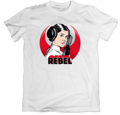 Remera cine clásico star wars la guerra de las galaxias leia rebel blanca