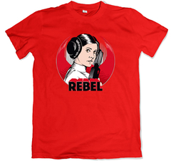 Remera cine clásico star wars la guerra de las galaxias leia rebel roja