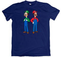 Remera los simpson super mario bros carl mario lenny luigi azul marino