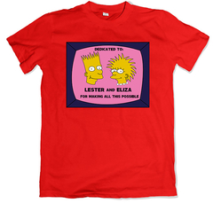 Remera los simpson gracias a lester y eliza roja