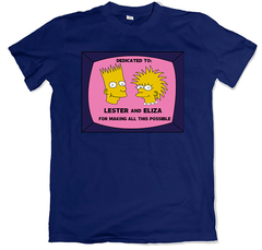 Remera los simpson gracias a lester y eliza azul marino