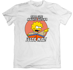 Remera los simpson lisa todo el maldito sistema está mal blanca