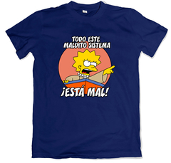 Remera los simpson lisa todo el maldito sistema está mal azul marino