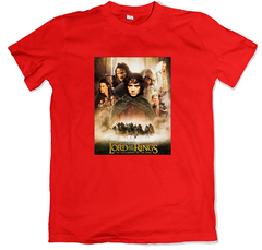 Remera cine poster jrr tolkien lord of the rings the fellowship of the ring el señor de los anillos la comunidad del anillo roja