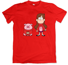 Remera dibujos animados gravity falls pato y mabel roja