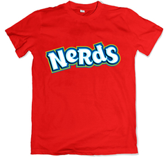 Remera retro pastillas nerds roja