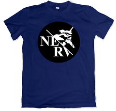 Remera animé evangelion nerv azul marino