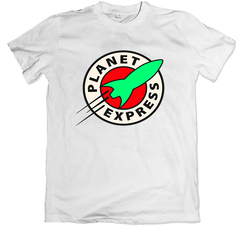 Remera dibujos animados futurama planet express blanca