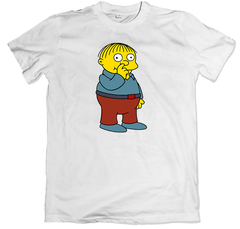 Remera los simpson rafa gorgory dedo en la nariz blanca