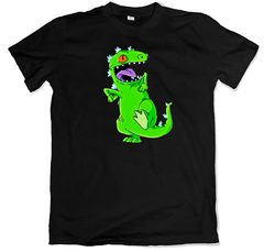 Remera dibujos animados retro rugrats reptar negra