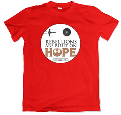 Remera cine Rogue One a Star Wars Story Rebelios are built on hope x-wing roja
