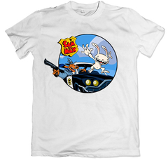 Remera videojuegos lucas arts aventura gráfica san and max hit the road blanca