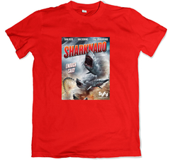 Remera cine poster sharknado roja