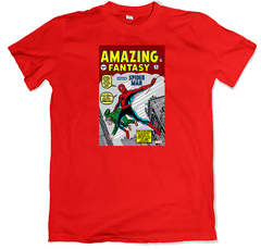 Remera cómics portadas clásicas spiderman amazing fantasy roja