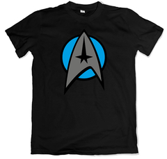 Remera cine y series star trek viaje a las estrellas símbolo negra