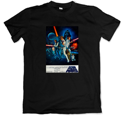 Remera cine poster star wars episodio 4 a new hope una nueva esperanza azul negra