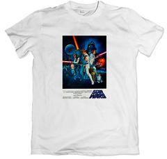 Remera cine poster star wars episodio 4 a new hope una nueva esperanza azul blanca