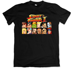 Remera videojuegos seleccion de jugador street fighter 2 negro