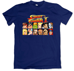 Remera videojuegos seleccion de jugador street fighter 2 azul marino