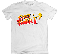 Remera videojuegos clásicos street fighter 2 logo blanca