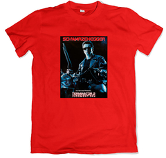 Remera cine poster terminator 2 arnold schwarzenegger roja