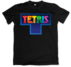 Remera videojuegos clásicos tetris negra