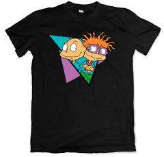 Remera dibujos animados retro rugrats tommy y carlitos negra