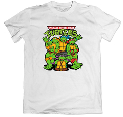 Remera dibujos animados tortugas ninja personajes blanca